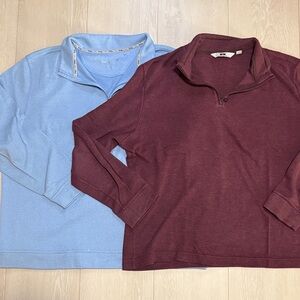 Joseph Abboud Maroon and Hagen Sky Blue Quarter Zip-Up Sweater Bundle of 2